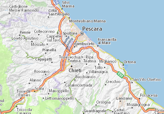 Karte Stadtplan Torrevecchia Teatina