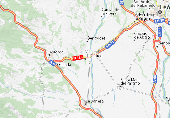 Karte Stadtplan Villarejo de Órbigo