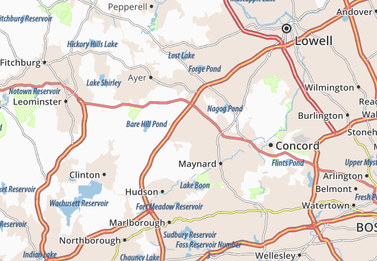 Karte Stadtplan Boxborough