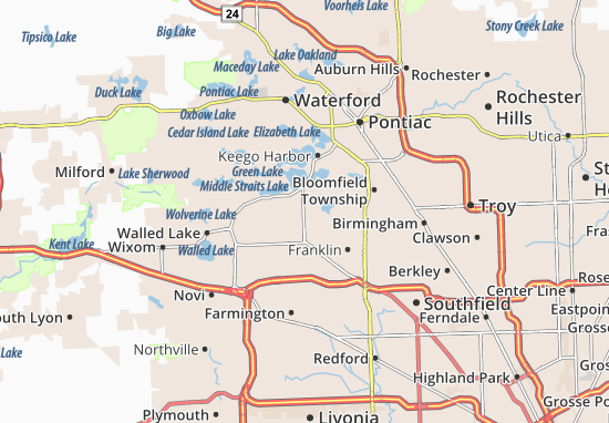 Karte Stadtplan West Bloomfield Township