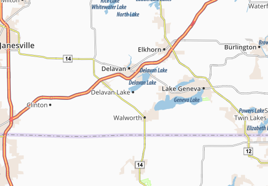 Karte Stadtplan Delavan Lake