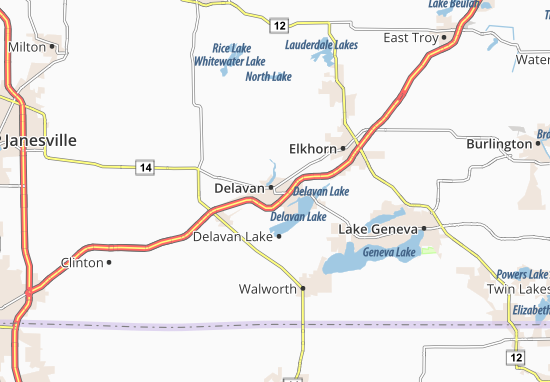 Karte Stadtplan Delavan