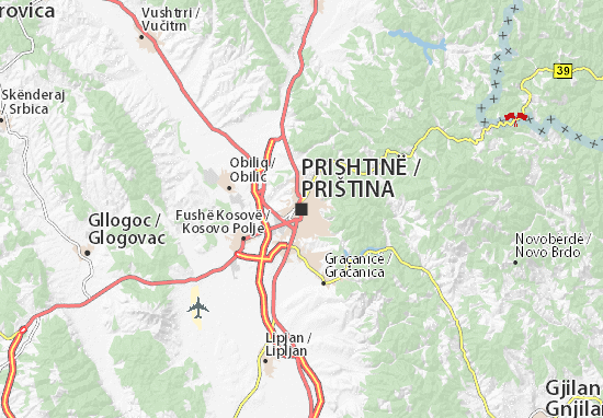 Michelin Landkarte Pristina Stadtplan Pristina Viamichelin