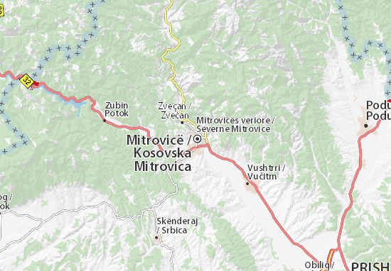 Karte Stadtplan Mitrovicës veriore