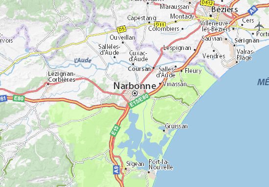 narbonne carte Carte détaillée Narbonne   plan Narbonne   ViaMichelin