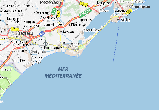 cap d agde carte Carte détaillée Le Cap d'Agde   plan Le Cap d'Agde   ViaMichelin