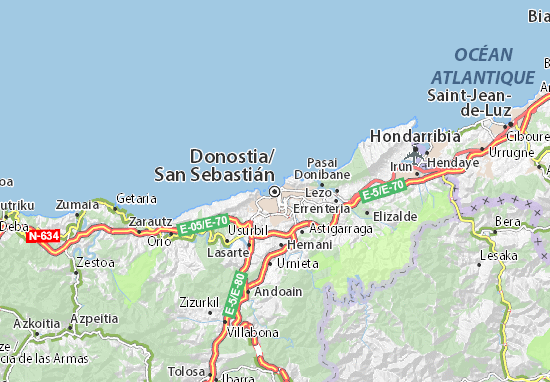 Karte Stadtplan Donostia/San Sebastián