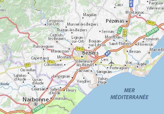 beziers carte de france Carte détaillée Béziers   plan Béziers   ViaMichelin