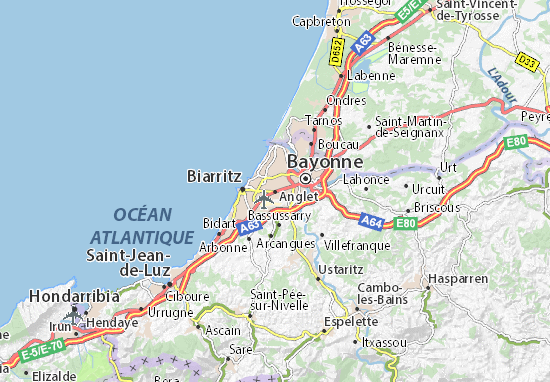 carte biarritz anglet bayonne Carte détaillée Anglet   plan Anglet   ViaMichelin