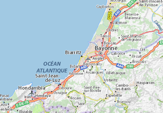 biarritz carte de france Detailed map of Biarritz   Biarritz map   ViaMichelin