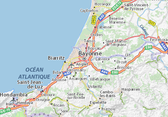 carte bayonne anglet biarritz Carte détaillée Bayonne   plan Bayonne   ViaMichelin