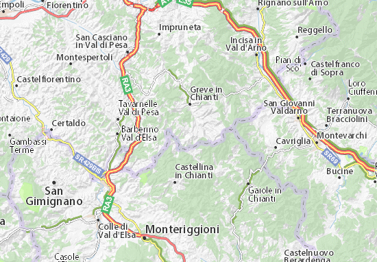 Greve In Chianti Map Michelin Panzano In Chianti Map - Viamichelin