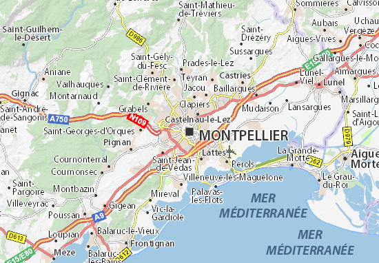 carte montpellier et environs Carte Detaillee Montpellier Plan Montpellier Viamichelin carte montpellier et environs