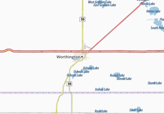 Karte Stadtplan Worthington