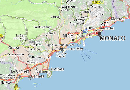 carte du sud de la france cote d azur Carte détaillée Côte d'Azur   plan Côte d'Azur   ViaMichelin