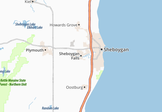 Kaart Plattegrond Sheboygan Falls