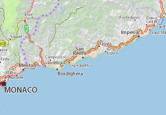 italien karta san remo Map of San Remo   Michelin San Remo map   ViaMichelin