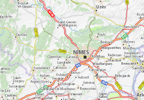 Mapa Les-Hauts-de-Nîmes