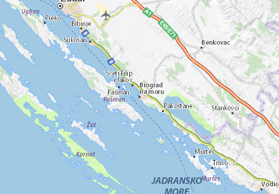 biograd kroatien karte Karte Stadtplan Biograd Na Moru Viamichelin biograd kroatien karte