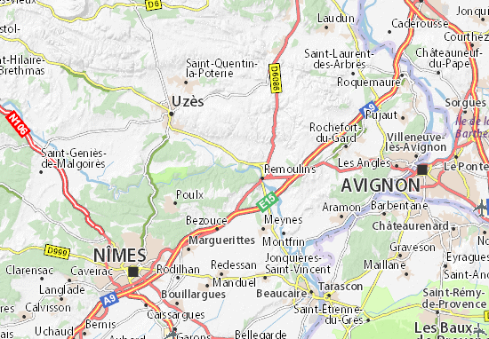 carte routiere du gard détaillée Carte détaillée Pont du Gard   plan Pont du Gard   ViaMichelin