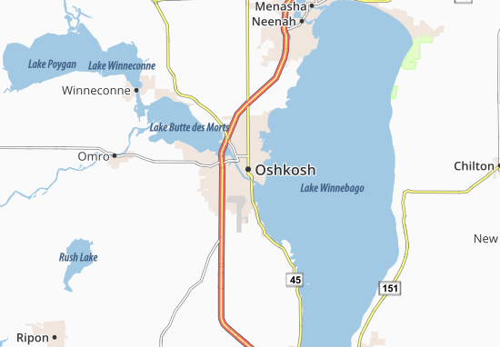Kaart Plattegrond Oshkosh