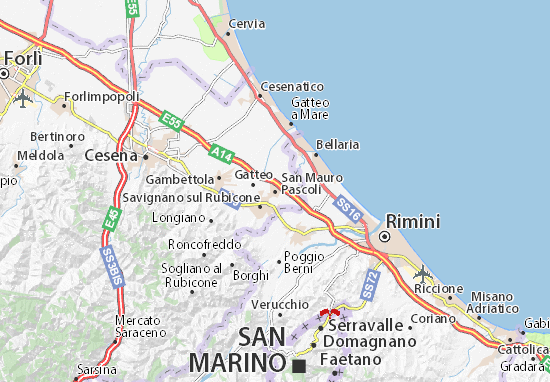 Mapa Michelin San Mauro Pascoli Plan San Mauro Pascoli Viamichelin