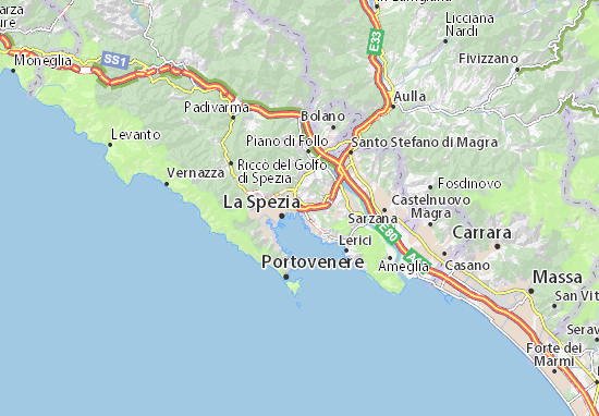 MICHELIN-Landkarte La Spezia - Stadtplan La Spezia - ViaMichelin
