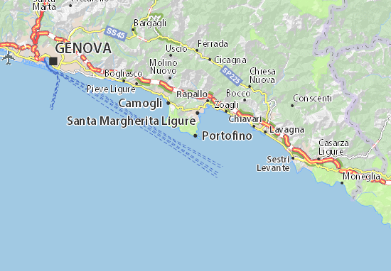 MICHELIN-Landkarte Portofino - Stadtplan Portofino - ViaMichelin
