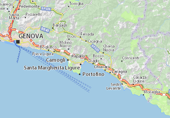 Map Of Rapallo Italy Map of Rapallo   Michelin Rapallo map   ViaMichelin
