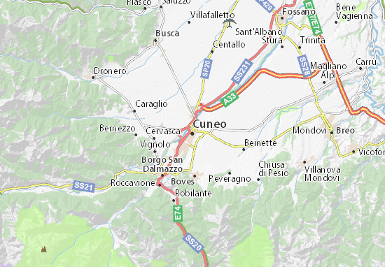 MICHELIN-Landkarte Cuneo - Stadtplan Cuneo - ViaMichelin