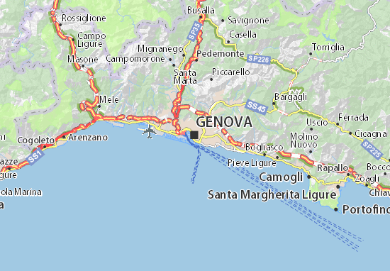 karte genua italien Karte Stadtplan Genua Viamichelin karte genua italien