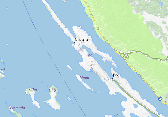 Mapa Otok Pag