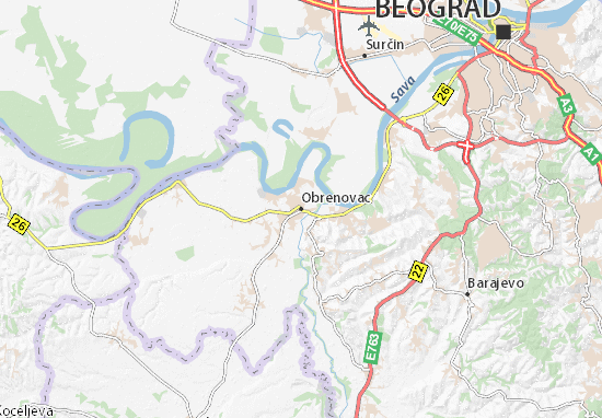 Kaart Plattegrond Obrenovac