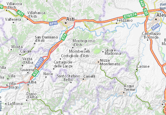 Mapa Castelnuovo Calcea
