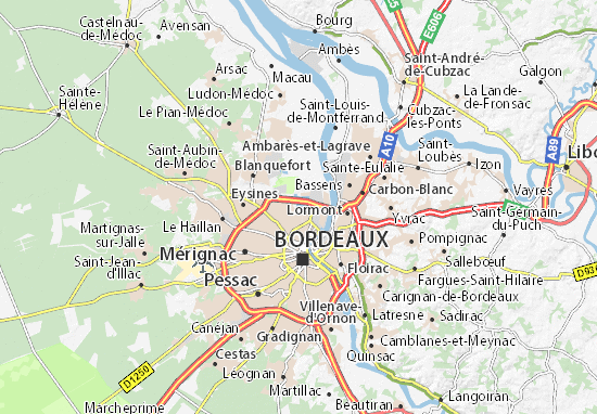 carte routiere de bordeaux Carte détaillée Bordeaux Lac   plan Bordeaux Lac   ViaMichelin