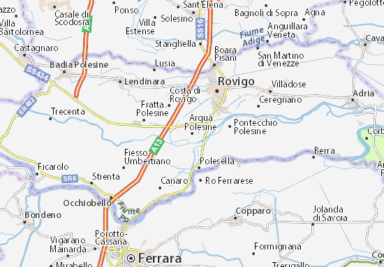 Karte Stadtplan Arquà Polesine