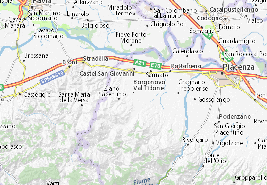 Karte Stadtplan Borgonovo Val Tidone