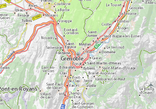 carte de grenoble et alentours Carte détaillée Grenoble   plan Grenoble   ViaMichelin