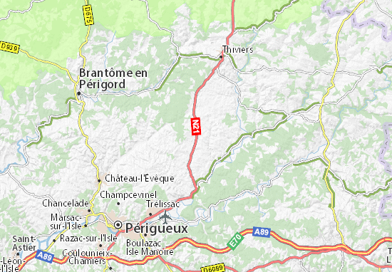 Kaart Plattegrond Sorges et Ligueux en Périgord