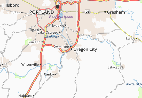 Karte Stadtplan Oregon City Viamichelin