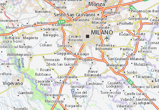 Kaart MICHELIN Milano Fiori - plattegrond Milano Fiori - ViaMichelin
