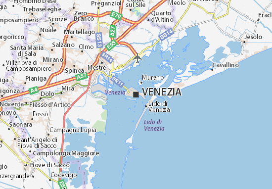 carte venise Carte détaillée Venise   plan Venise   ViaMichelin