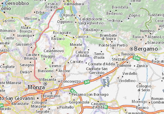 Karte Stadtplan Verderio Superiore