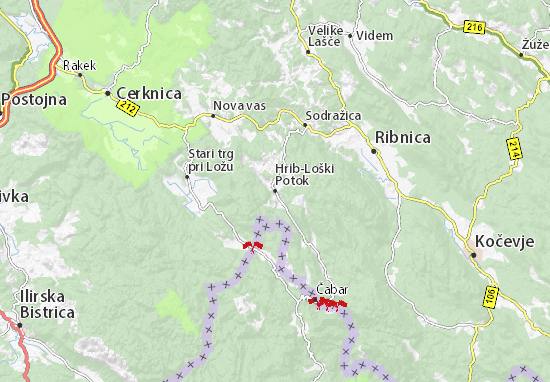 Mapa Hrib-Loški Potok