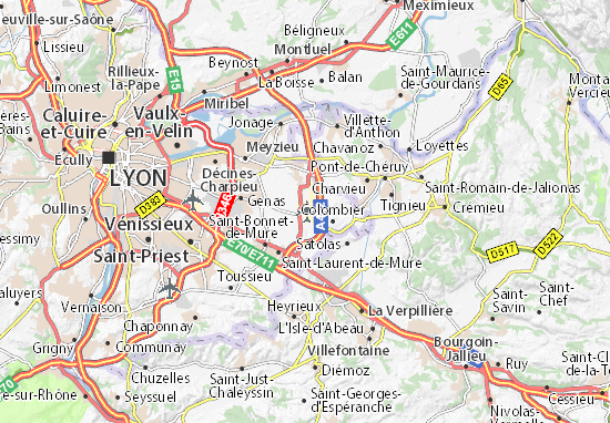Mapa Aéroport de Lyon-Saint-Exupéry