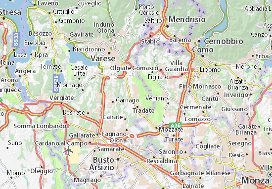Karte Stadtplan Venegono Inferiore