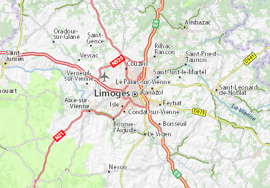 limoge carte de france Carte détaillée Limoges   plan Limoges   ViaMichelin