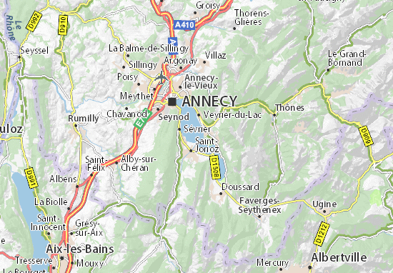 carte du lac d annecy Carte détaillée Lac d'Annecy   plan Lac d'Annecy   ViaMichelin