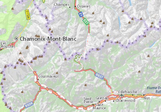 Kaart Plattegrond Col du Grand Saint-Bernard