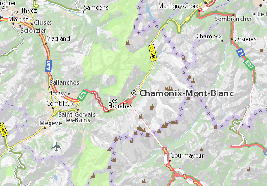mont blanc mapa Mapa Chamonix Mont Blanc   plano Chamonix Mont Blanc   ViaMichelin mont blanc mapa